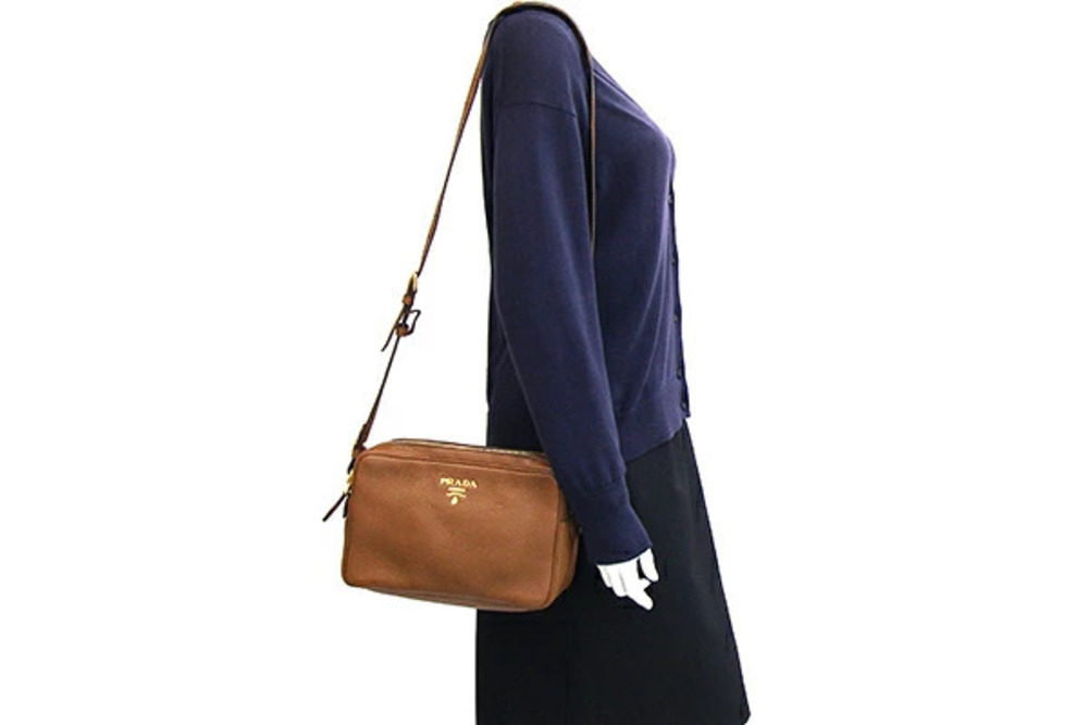 Prada Brown Bag Crossbody Shoulder Camera Leather Brown - Picture 8 of 8